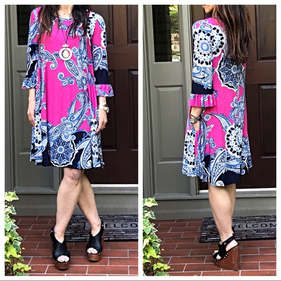 Beautiful side pocket ruffle sleeves swing dress - Picture 2 of 6